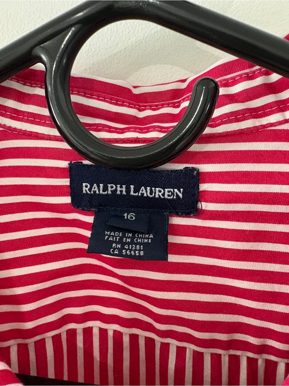 Ralph Lauren Girls Hot Pink & White Stripe Button-Up Shirt